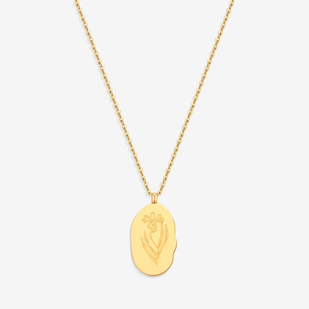 Gold Birth Flower Pendant Necklace - Image 54