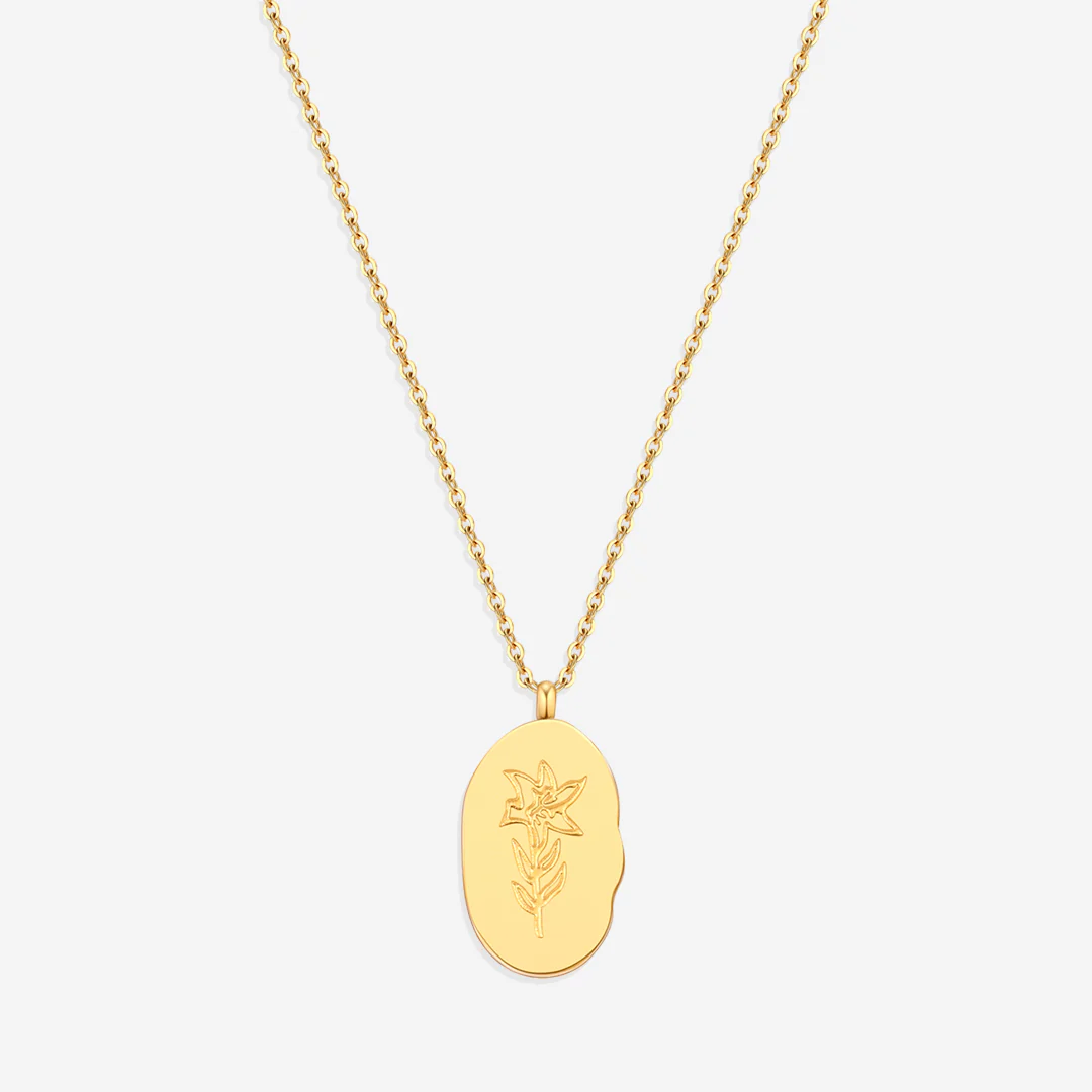 Gold Birth Flower Pendant Necklace - Image 61