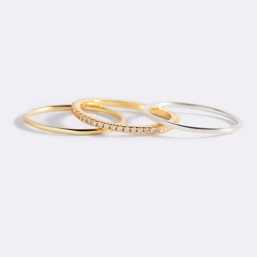 Gold and Silver Stacking Ring Set - Image 11
