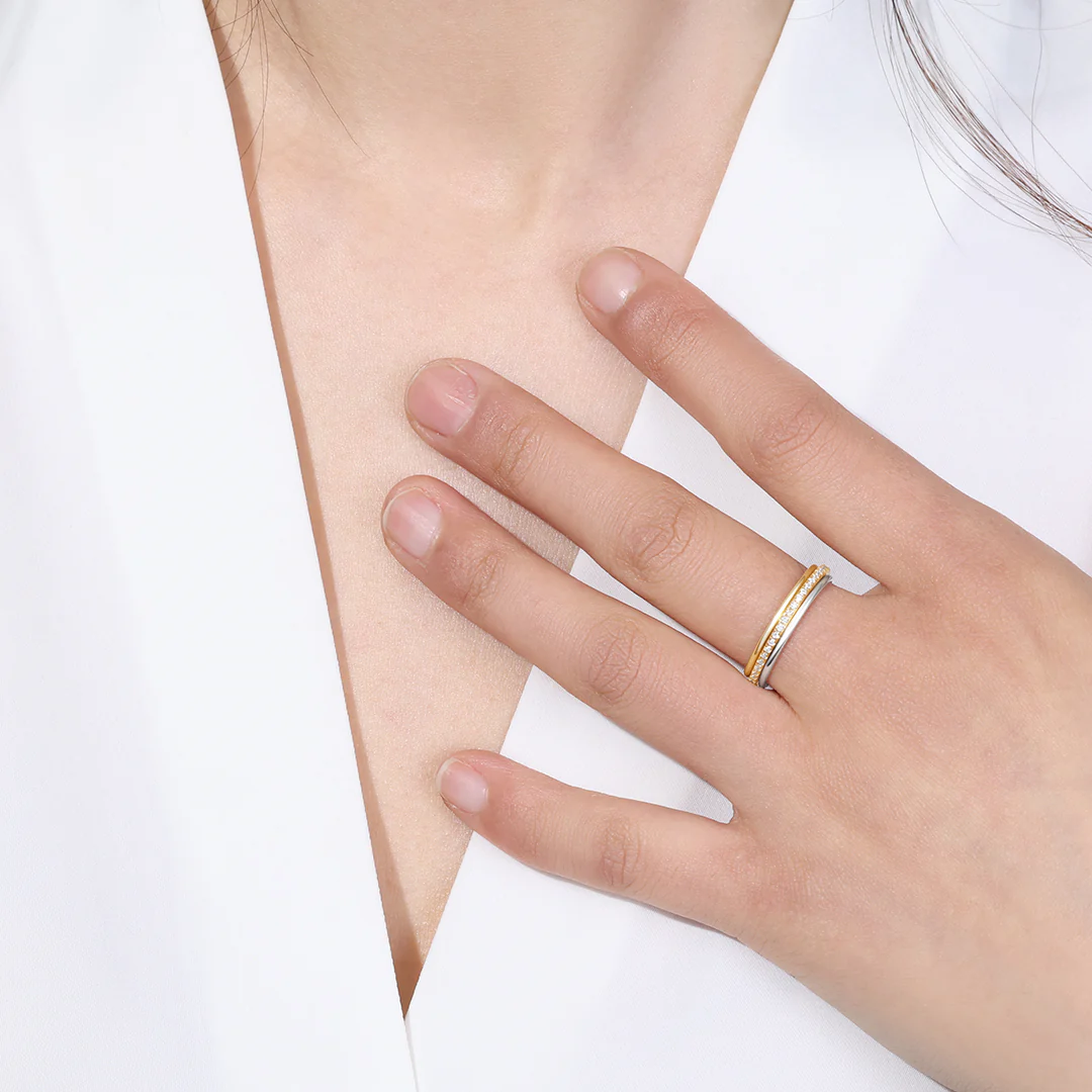 Gold and Silver Stacking Ring Set - Image 5