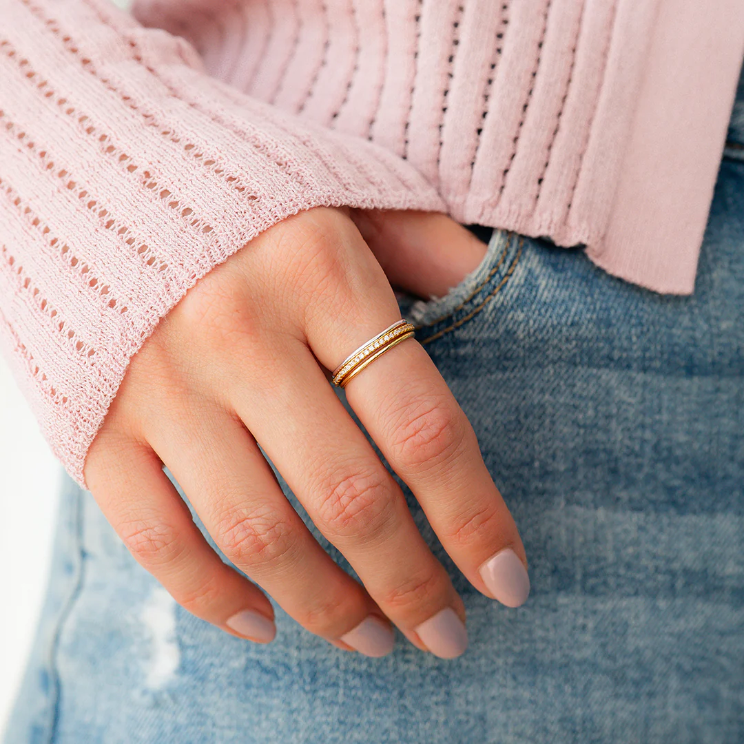 Gold and Silver Stacking Ring Set - Image 9