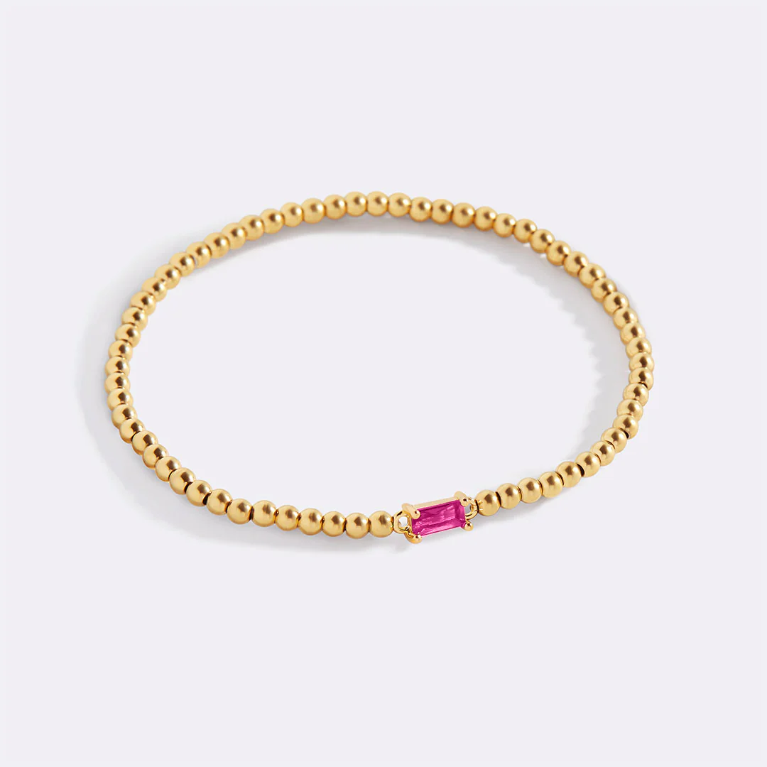 Gold Beaded Birthstone Bracelet - Image 17