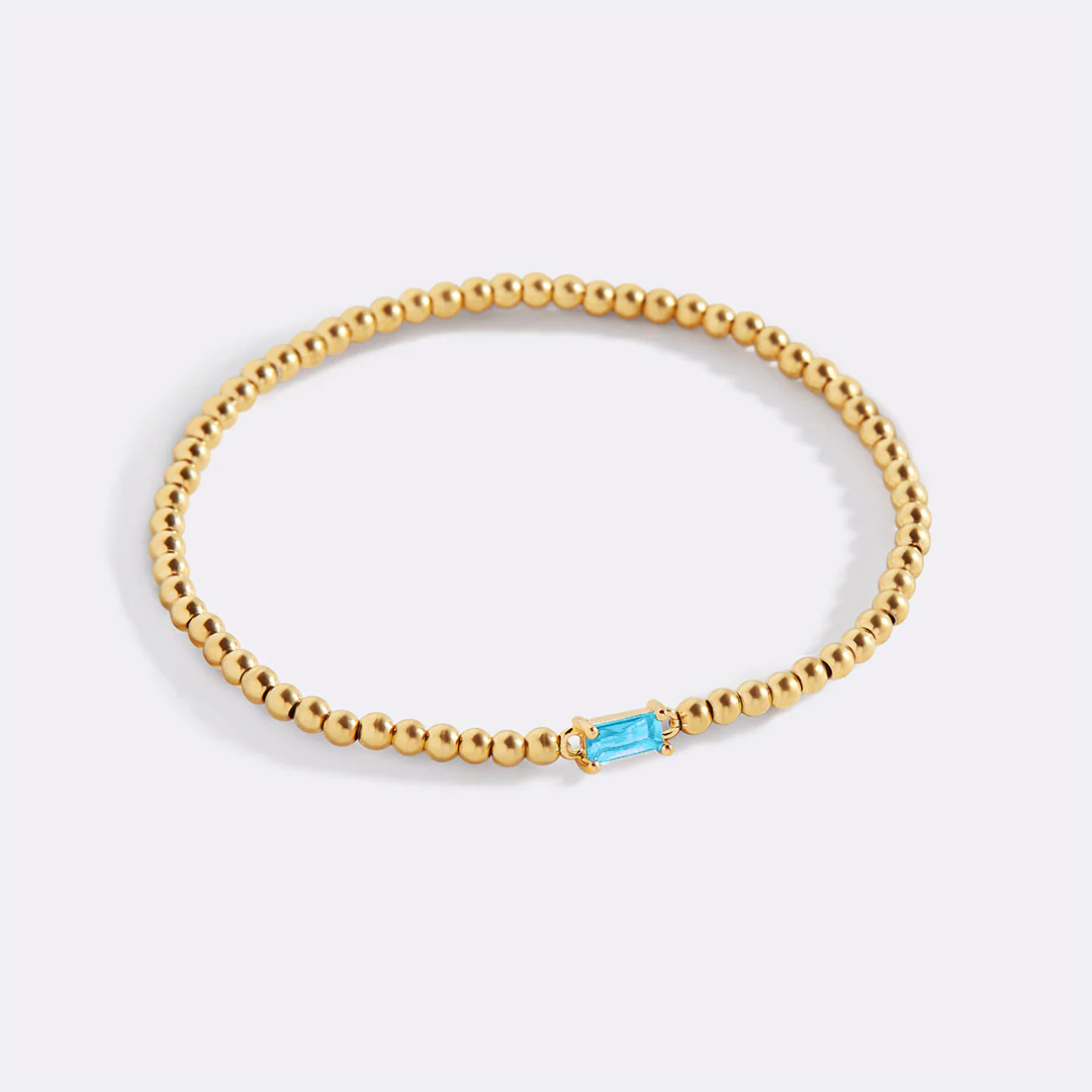 Gold Beaded Birthstone Bracelet - Image 9