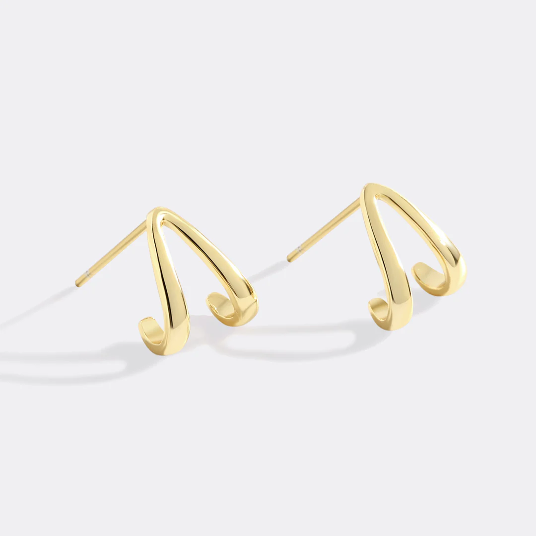 Gold Wishbone Huggie Earrings - Image 5