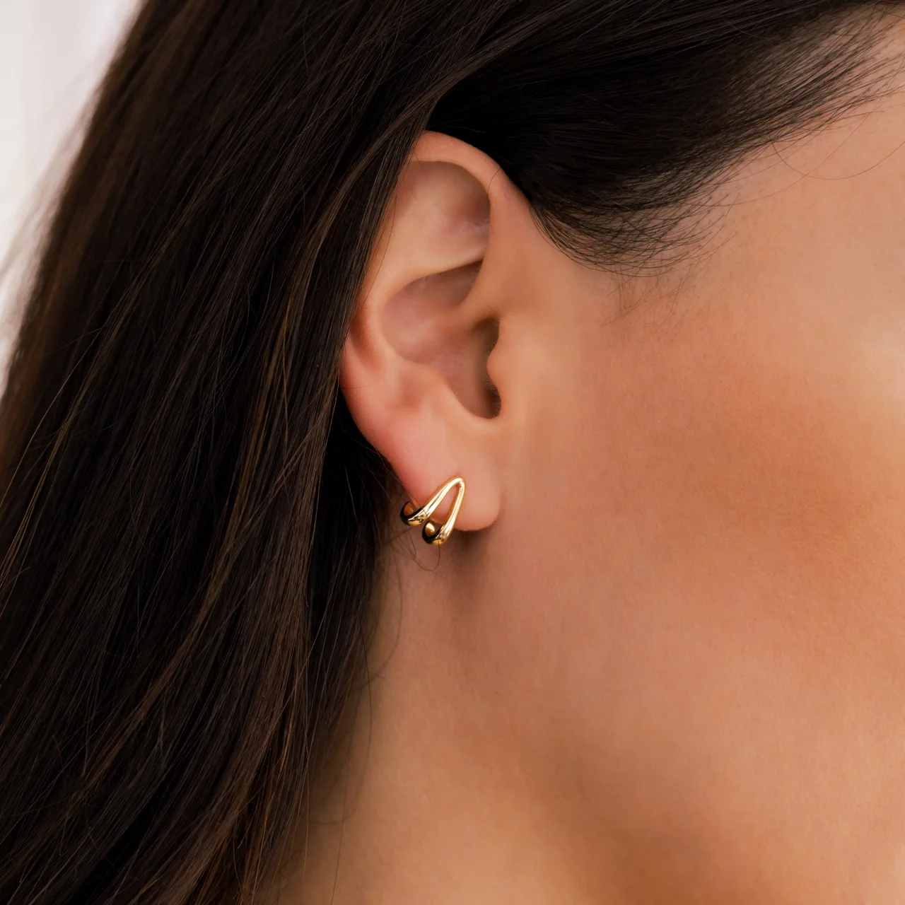 Gold Wishbone Huggie Earrings - Image 8