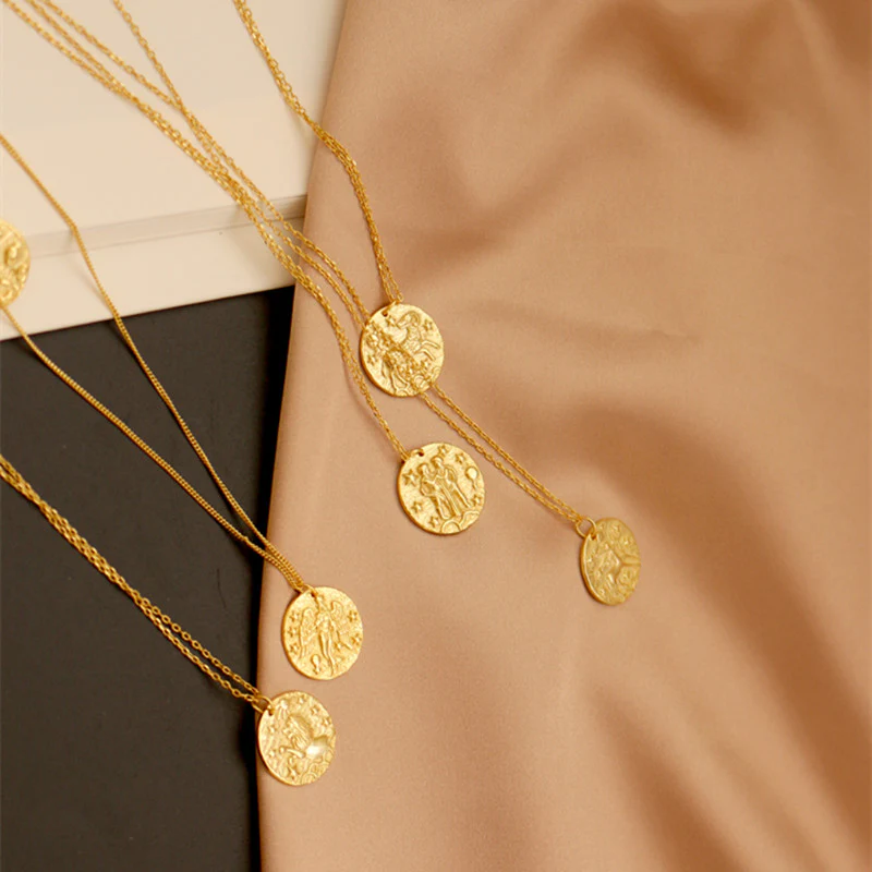 Hammered Gold Zodiac Pendant Necklace - Image 3