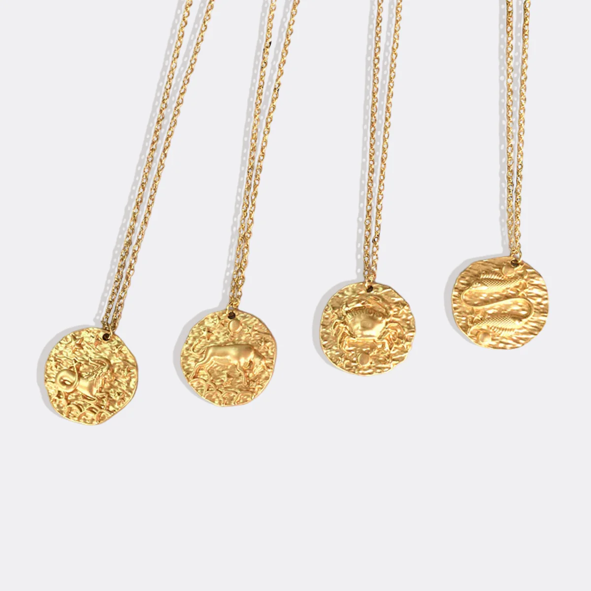 Hammered Gold Zodiac Pendant Necklace - Image 6
