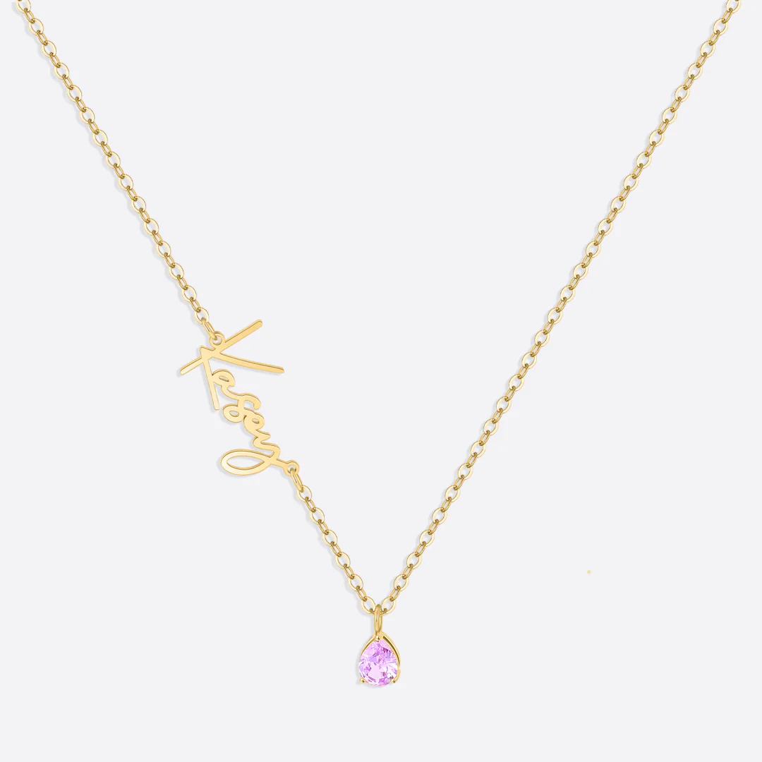 Handmade Birthstone Name Necklace - Image 60
