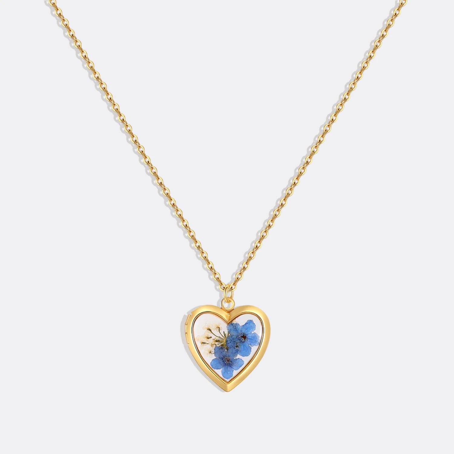 Handmade Pressed Flower Photo Heart Locket - Image 2