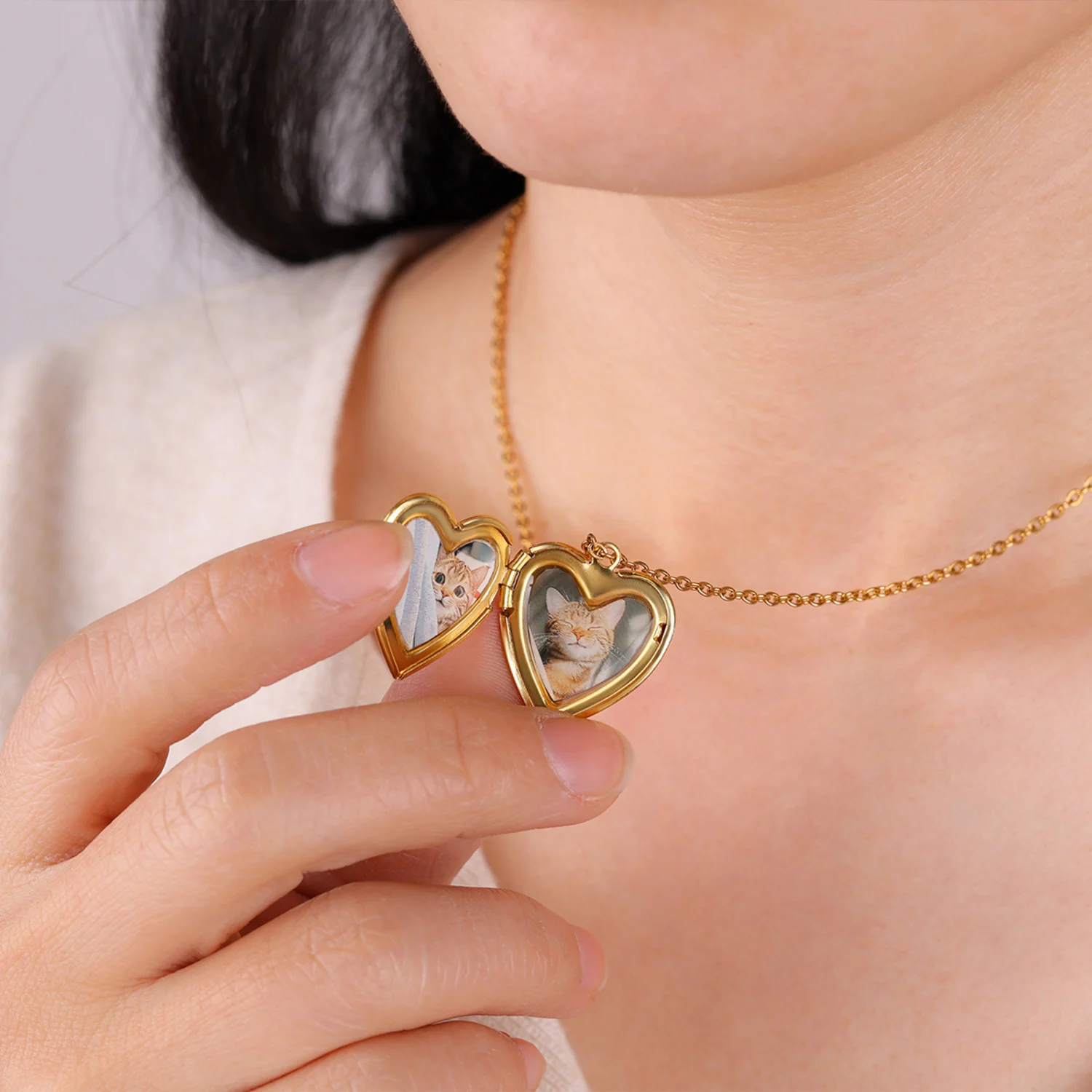 Handmade Pressed Flower Photo Heart Locket - Image 4