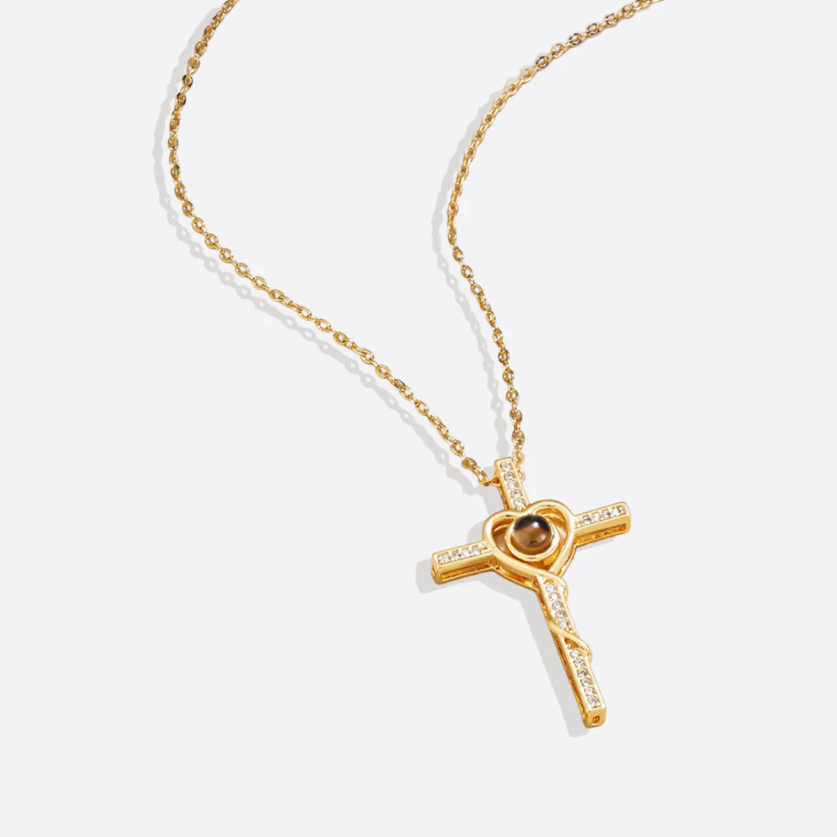 Heart and Cross Photo Necklace - Image 10