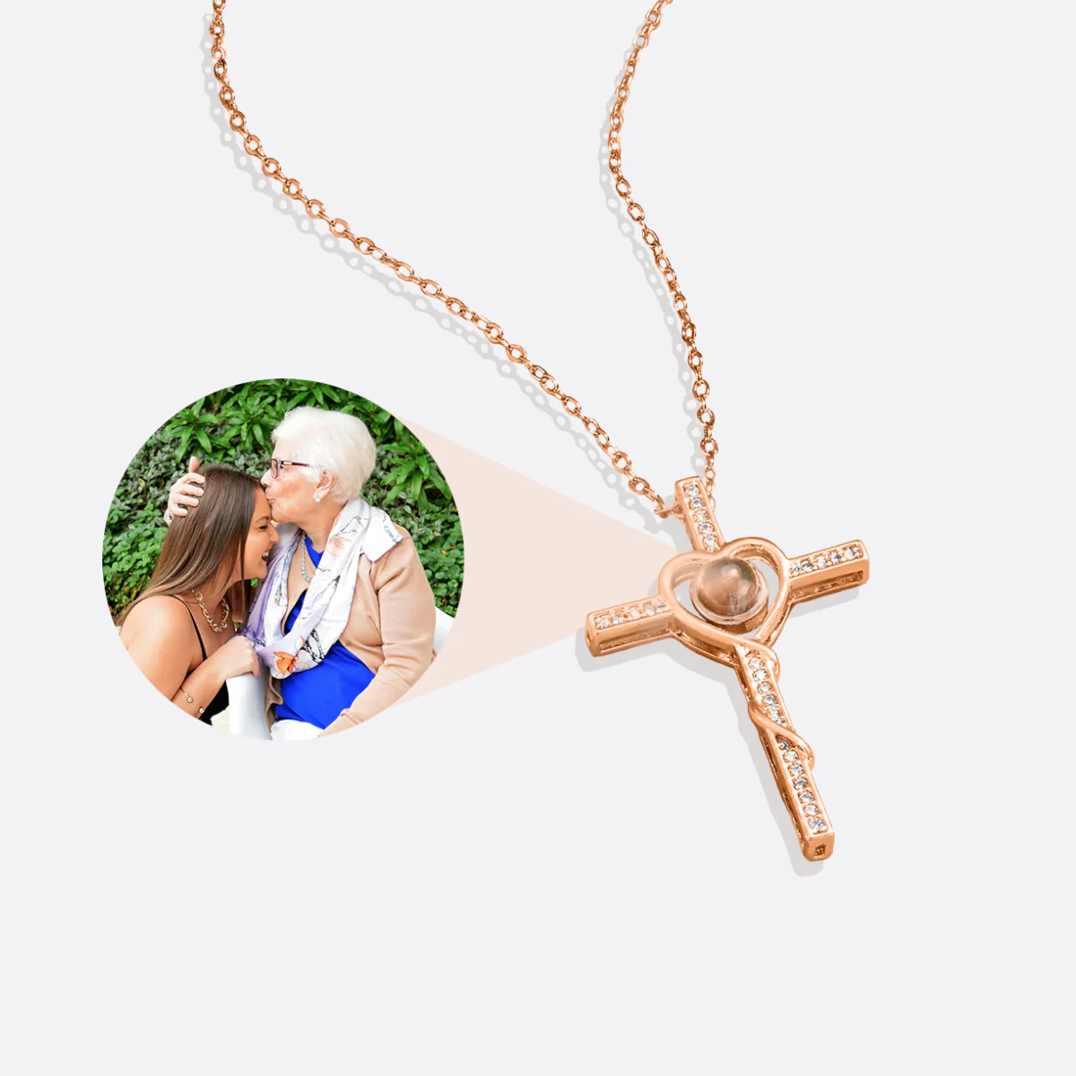 Heart and Cross Photo Necklace - Image 12