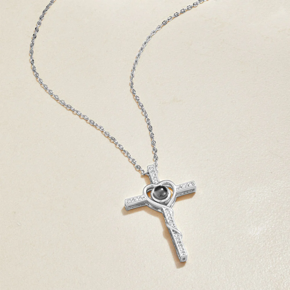 Heart and Cross Photo Necklace - Image 5