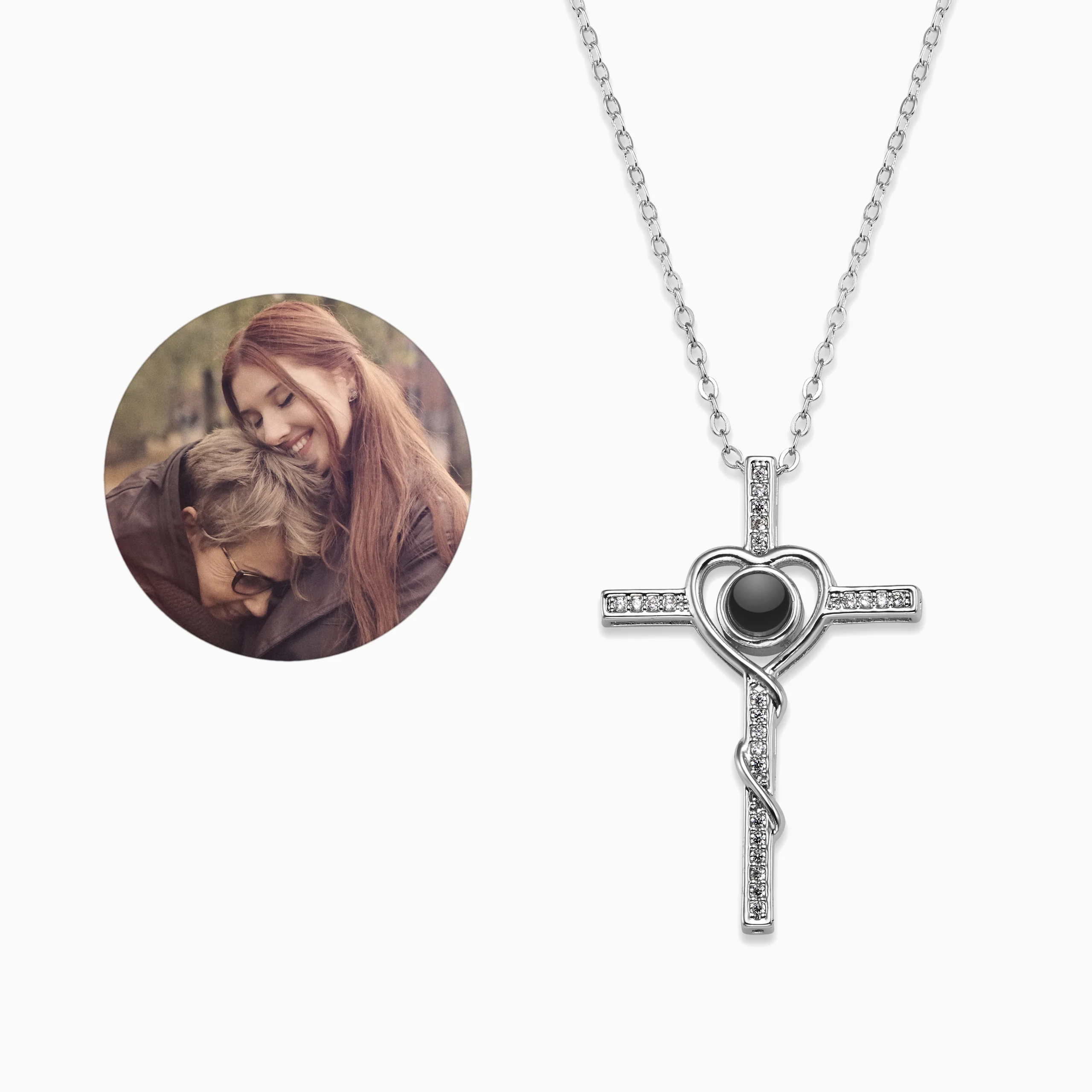 Heart and Cross Photo Necklace - Image 9