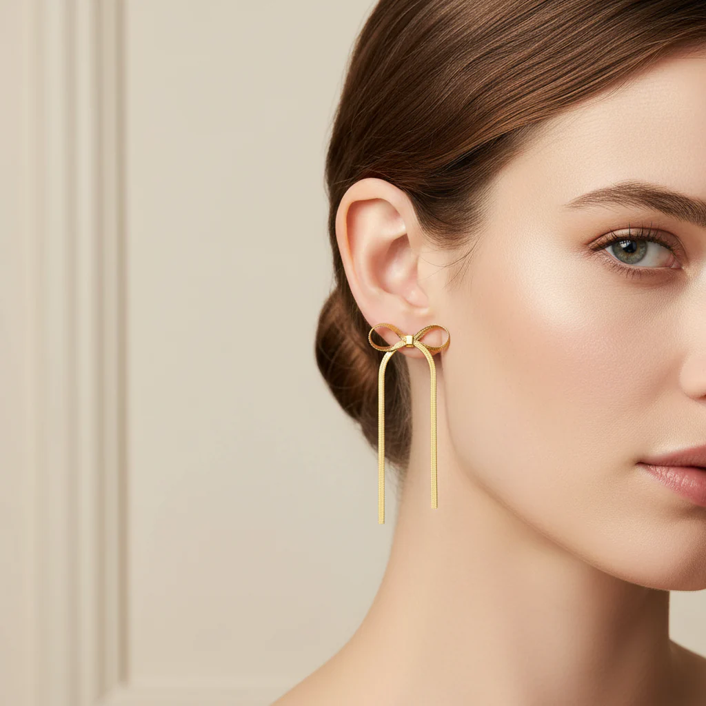 Herringbone Bow Earrings - Image 13