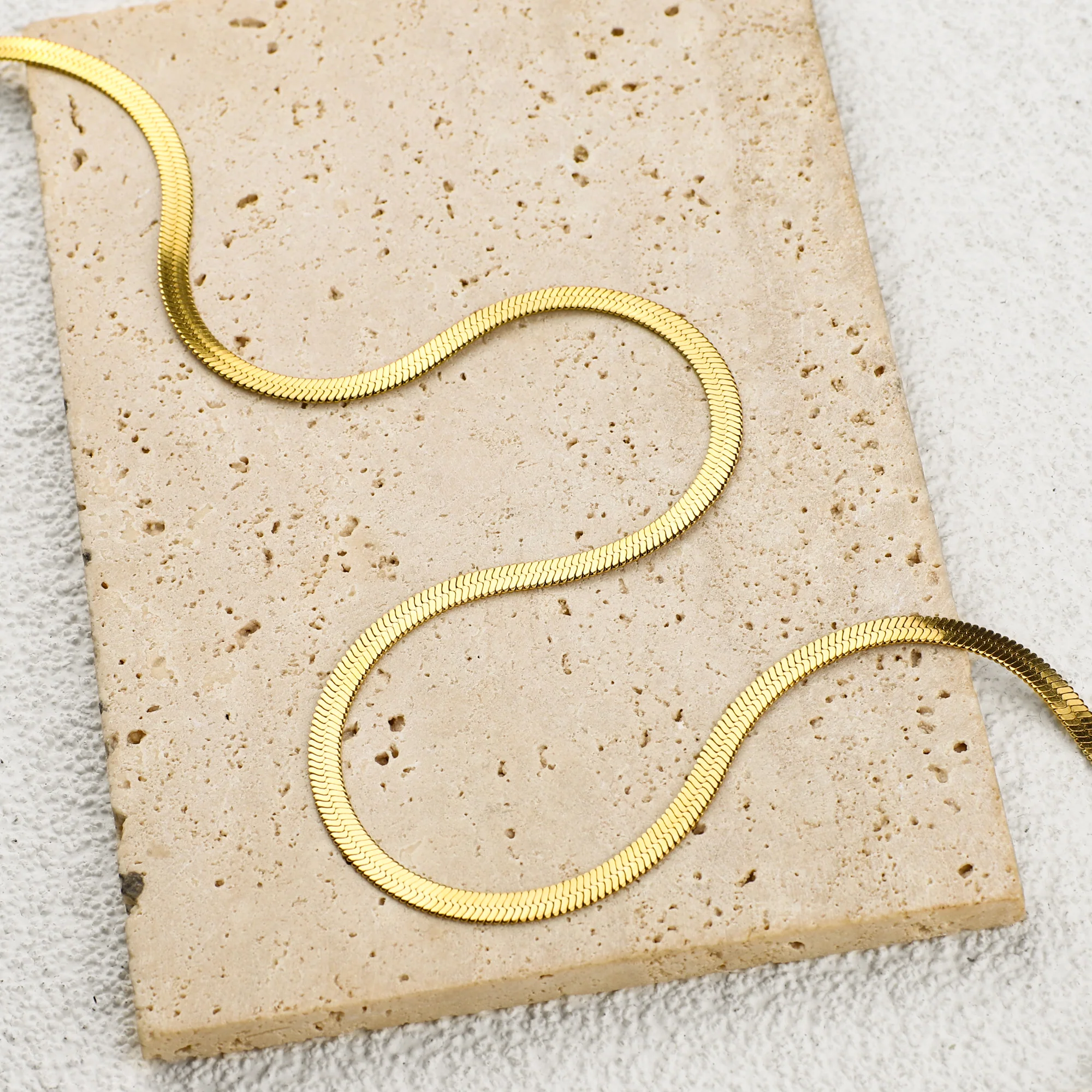 Herringbone Gold Chain Necklace - Image 36