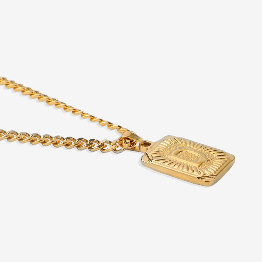 Initial Card Pendant Necklace with Curb Chain - Image 20