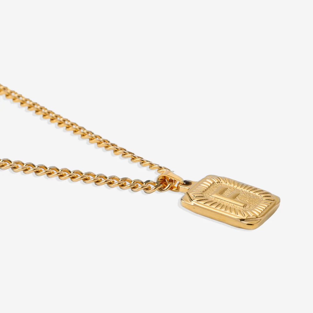 Initial Card Pendant Necklace with Curb Chain - Image 24