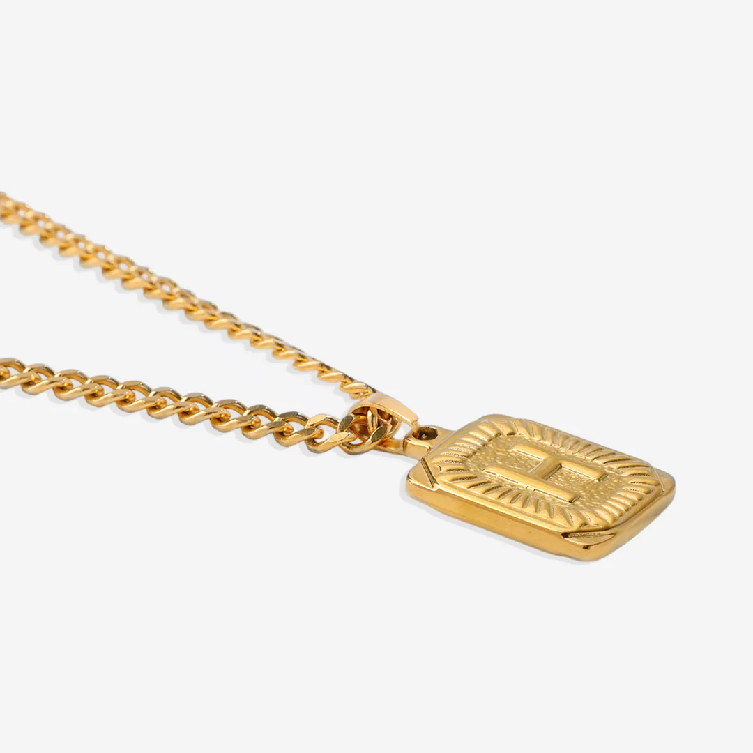 Initial Card Pendant Necklace with Curb Chain - Image 28