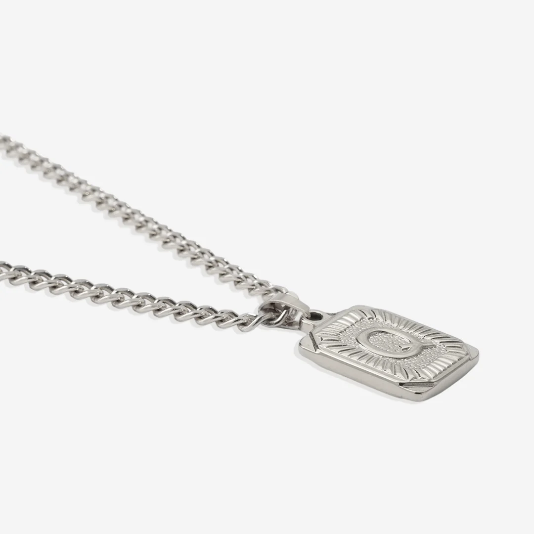 Initial Card Pendant Necklace with Curb Chain - Image 44