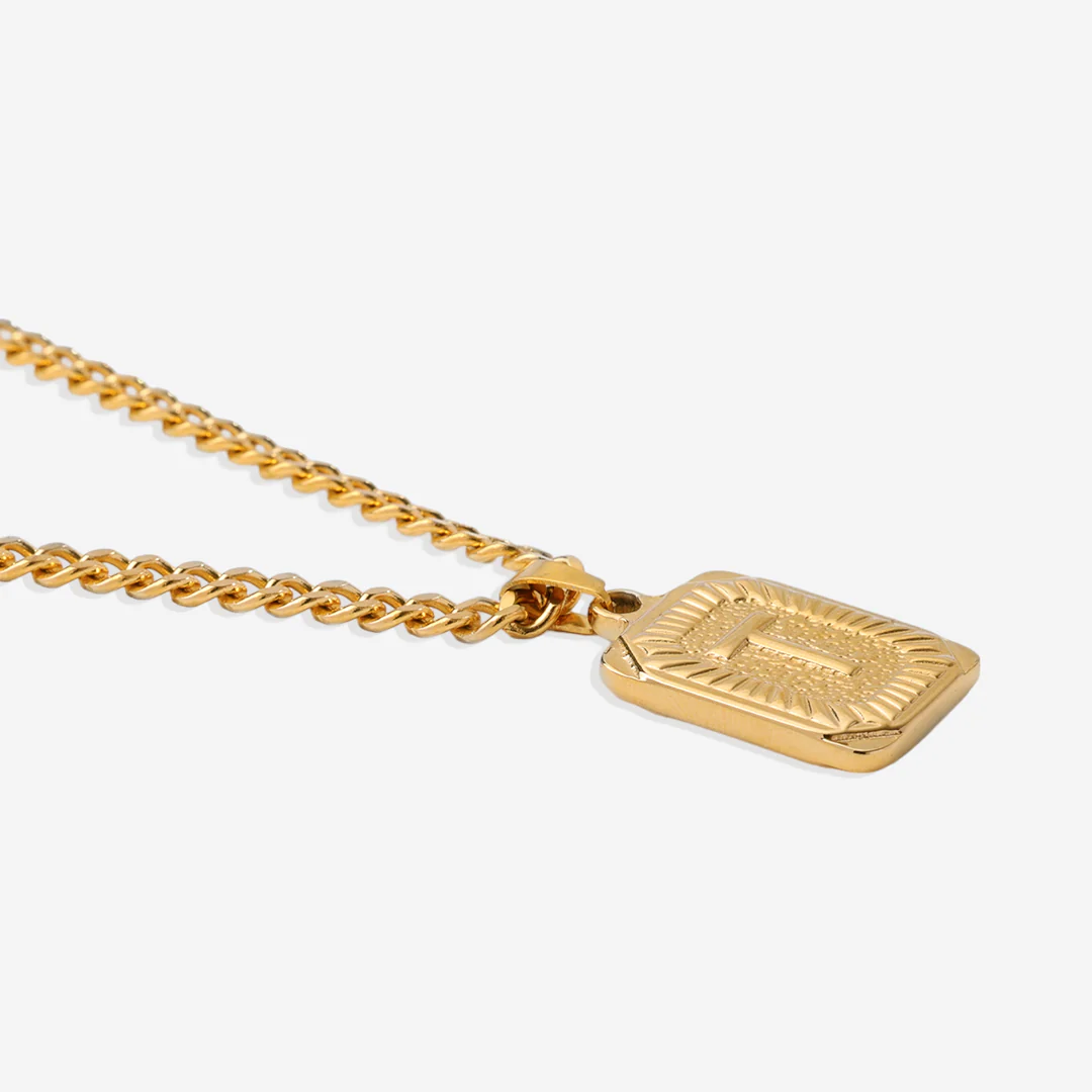 Initial Card Pendant Necklace with Curb Chain - Image 51