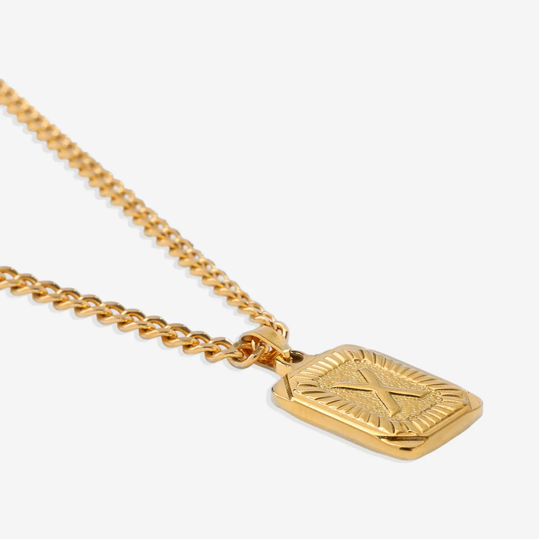 Initial Card Pendant Necklace with Curb Chain - Image 63