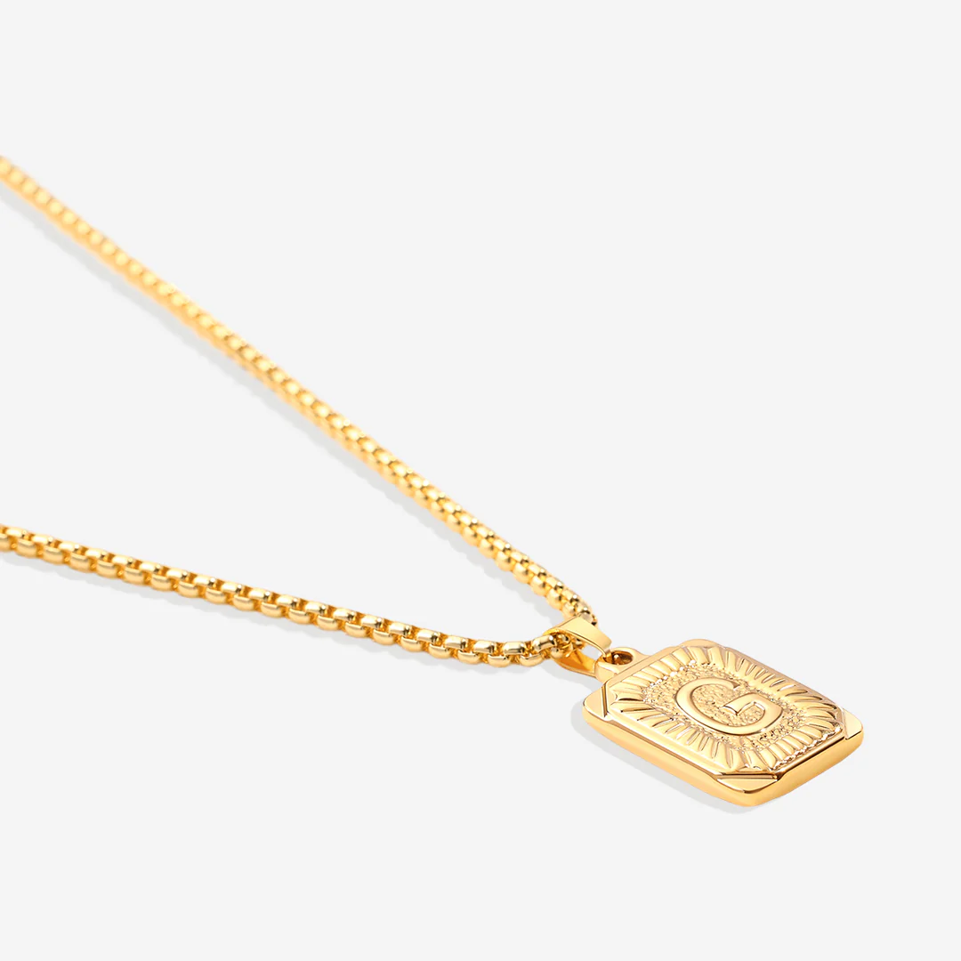 Initial Card Pendant Necklace with Rolo Chain - Image 18