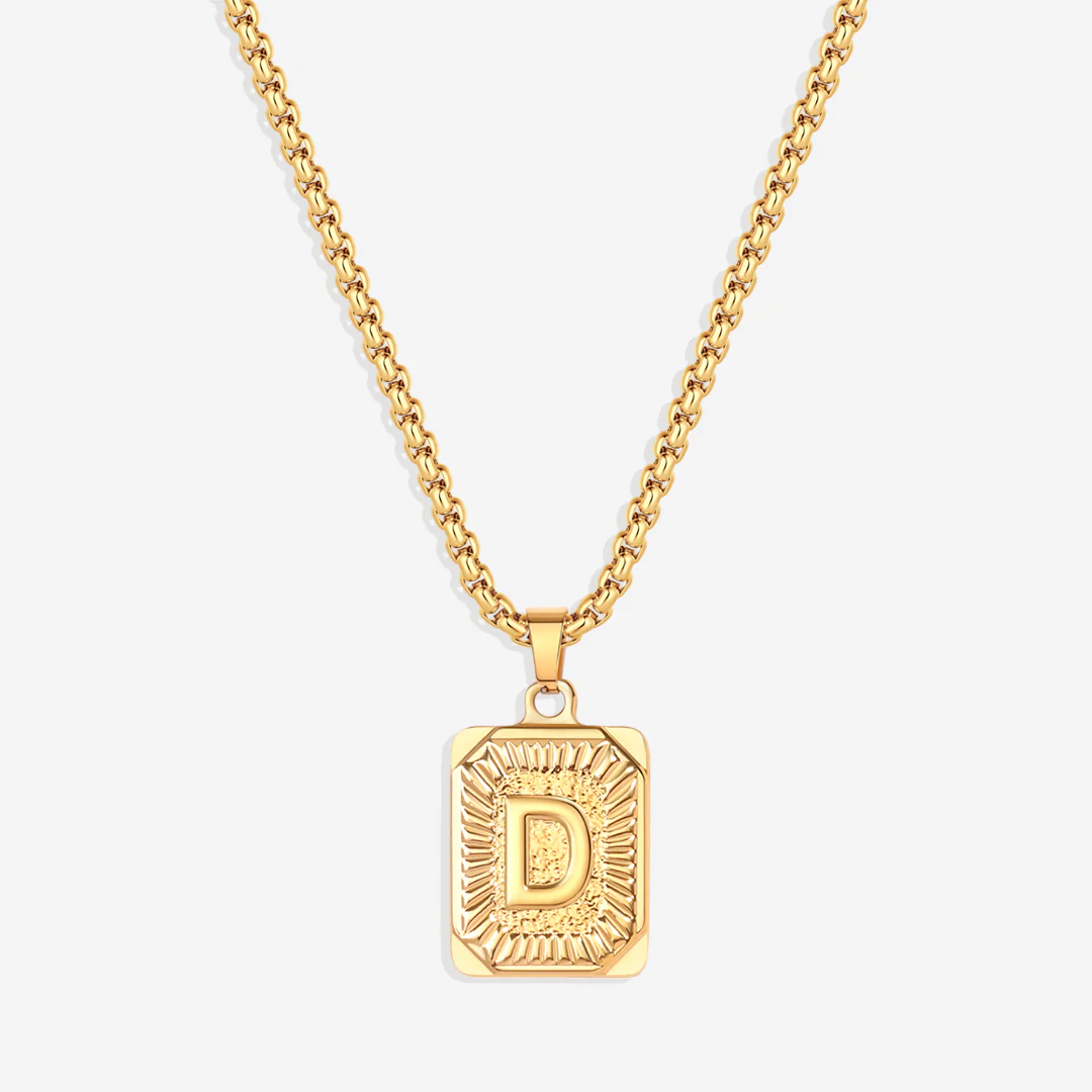 Initial Card Pendant Necklace with Rolo Chain - Image 56