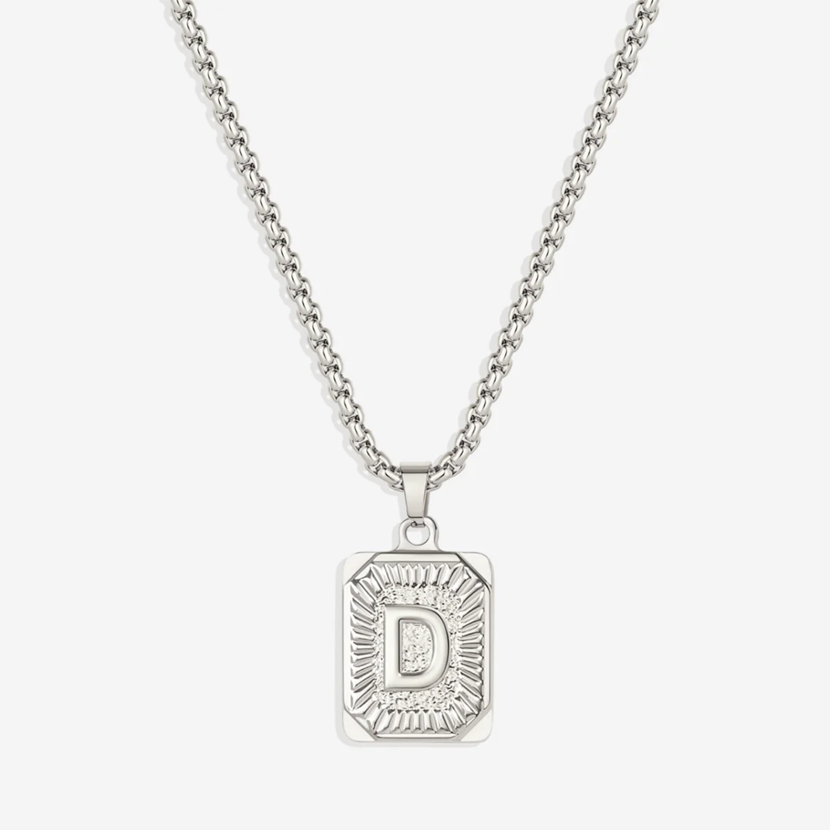 Initial Card Pendant Necklace with Rolo Chain - Image 57