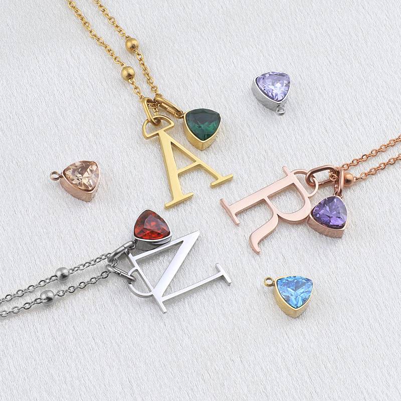 Droplet Birthstone & Initial Necklace - Image 10