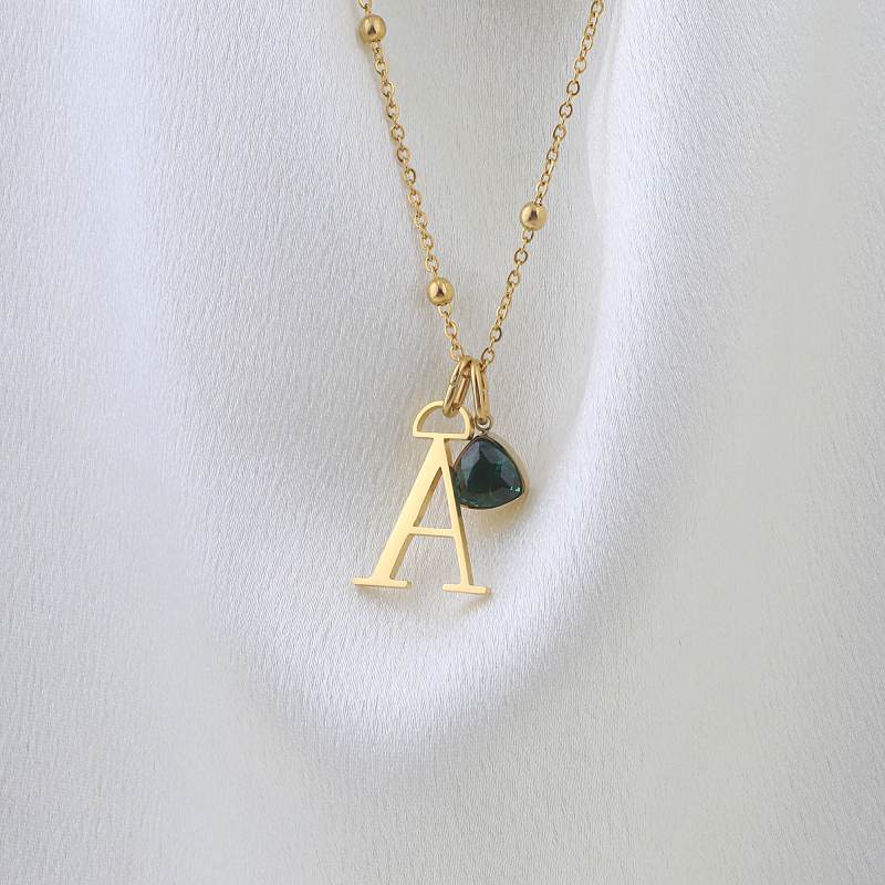Droplet Birthstone & Initial Necklace - Image 11