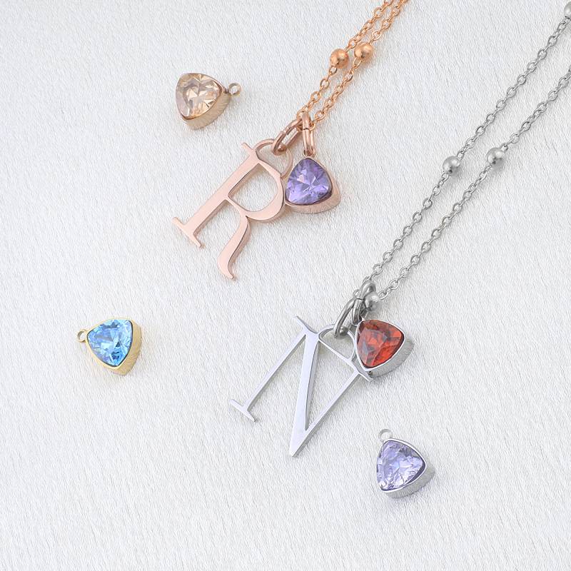 Droplet Birthstone & Initial Necklace - Image 12