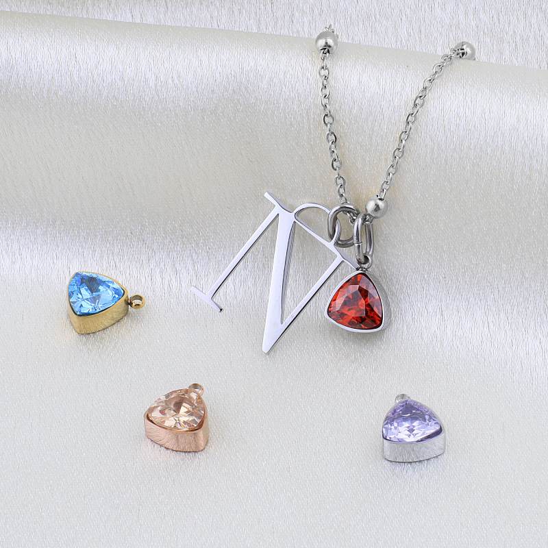 Droplet Birthstone & Initial Necklace - Image 16