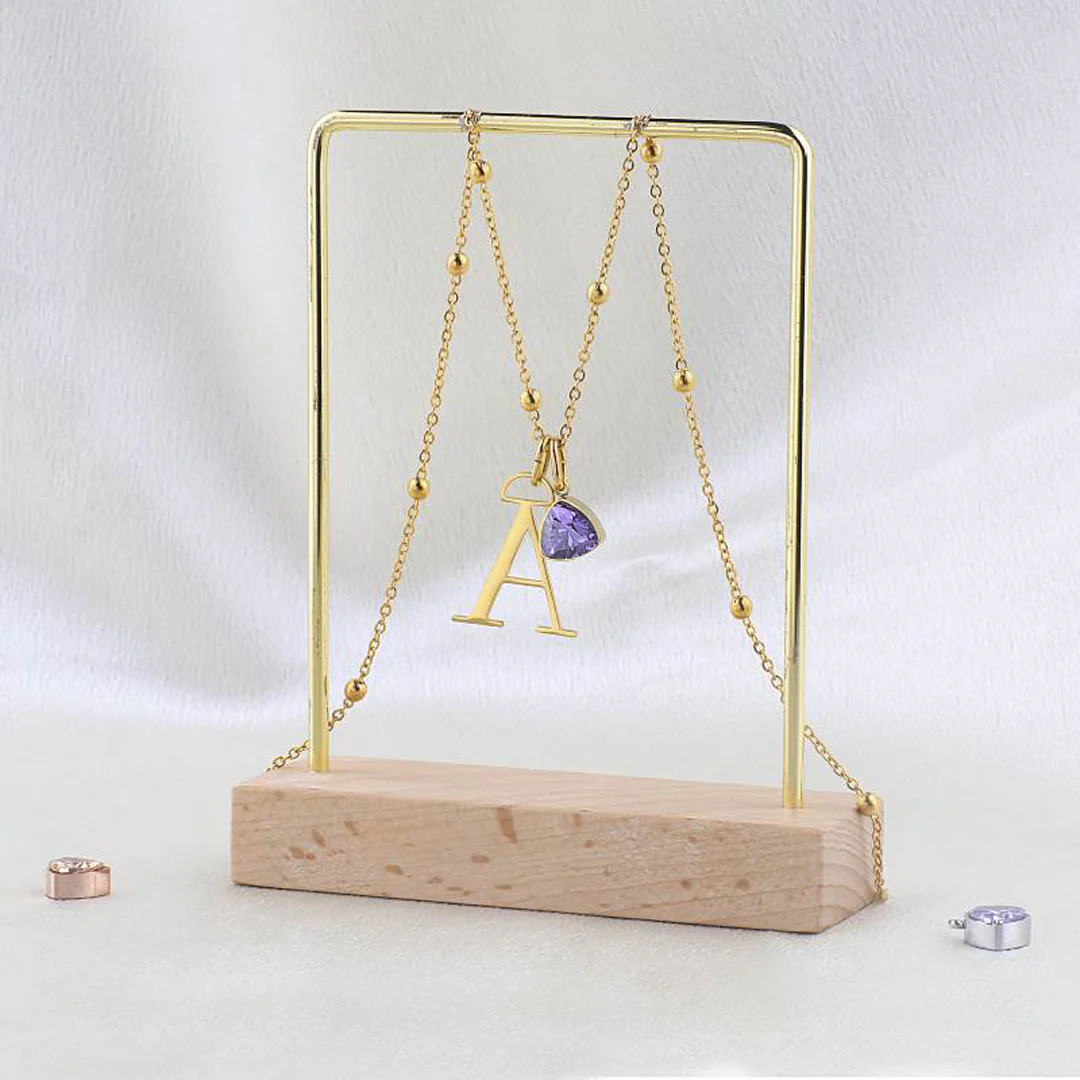 Droplet Birthstone & Initial Necklace - Image 17