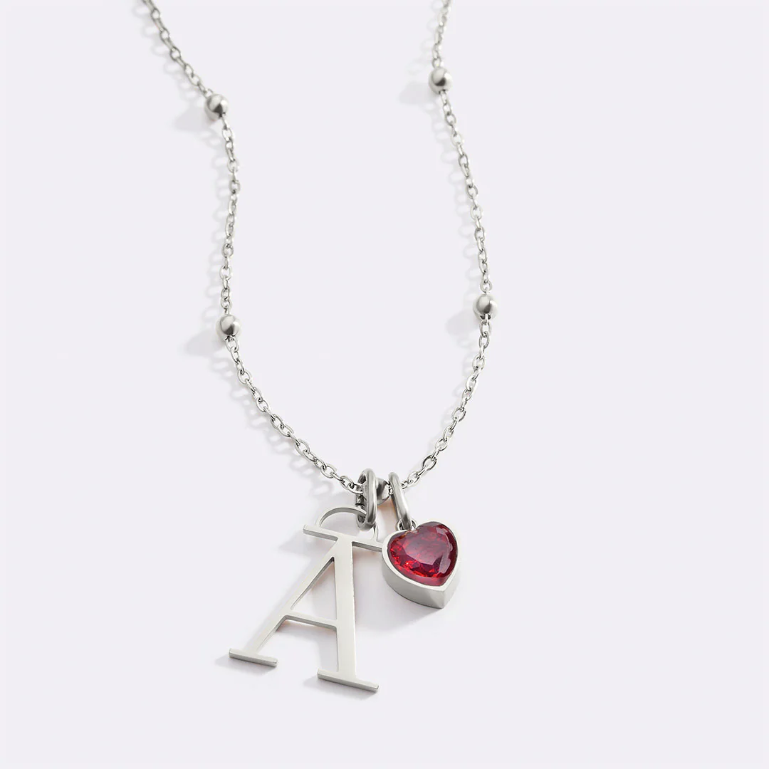 Droplet Birthstone & Initial Necklace - Image 24