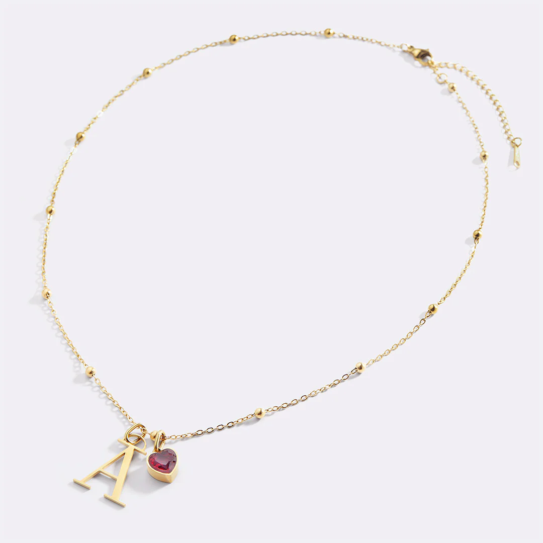 Droplet Birthstone & Initial Necklace - Image 25