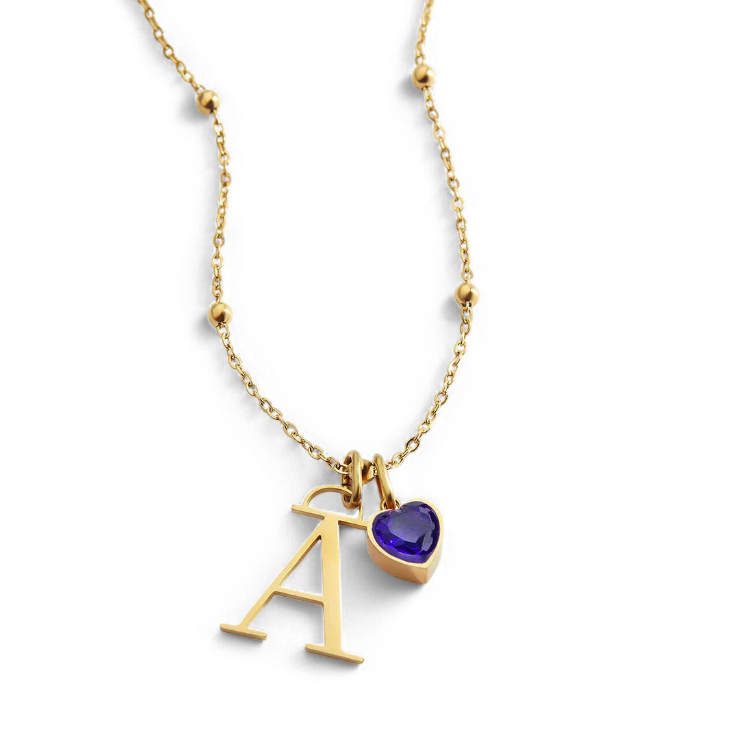 Droplet Birthstone & Initial Necklace - Image 30