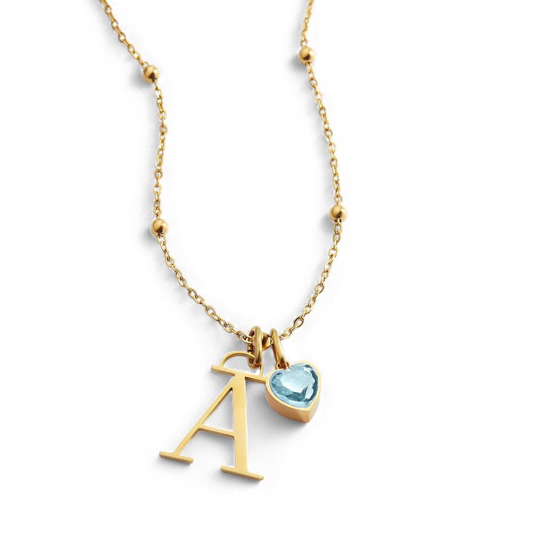 Droplet Birthstone & Initial Necklace - Image 34
