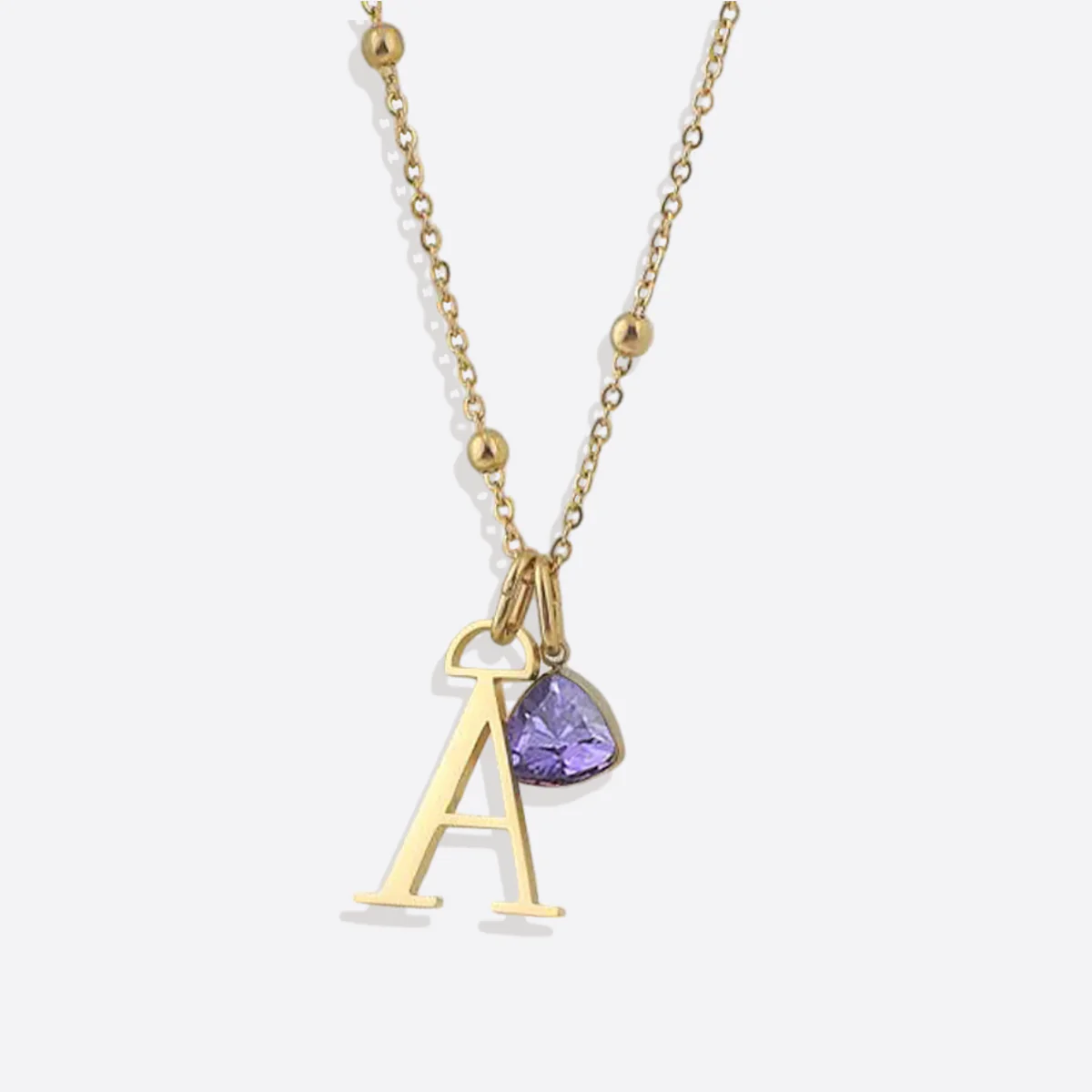 Droplet Birthstone & Initial Necklace - Image 5