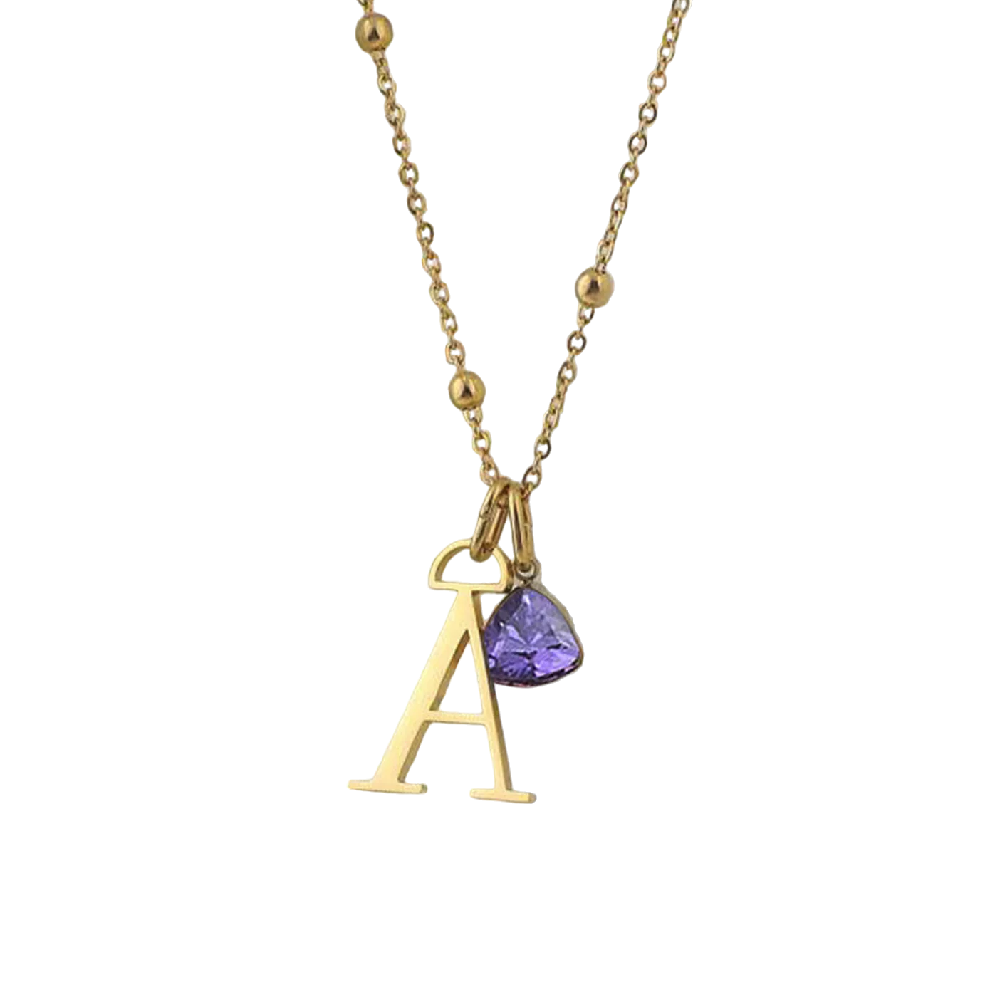 Droplet Birthstone & Initial Necklace - Image 9