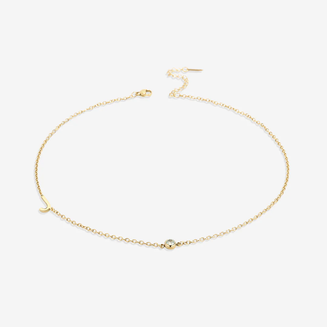 Initial Necklace with Birthstone Accent - Image 50