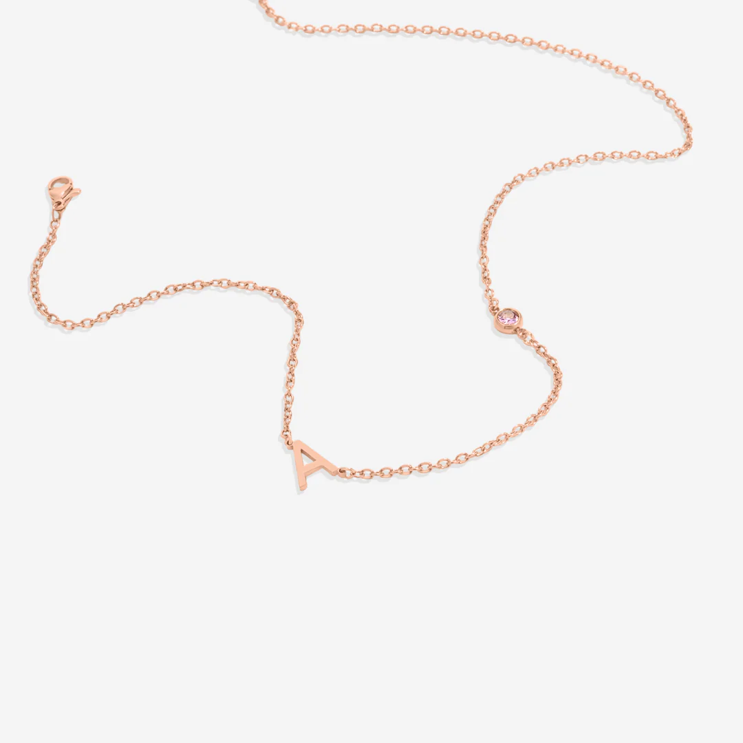 Initial Necklace with Birthstone Accent - Image 58