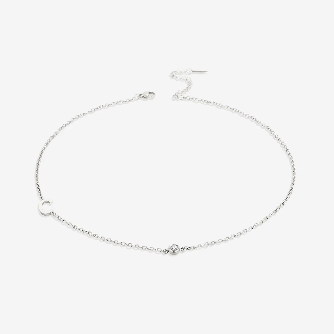 Initial Necklace with Birthstone Accent - Image 81
