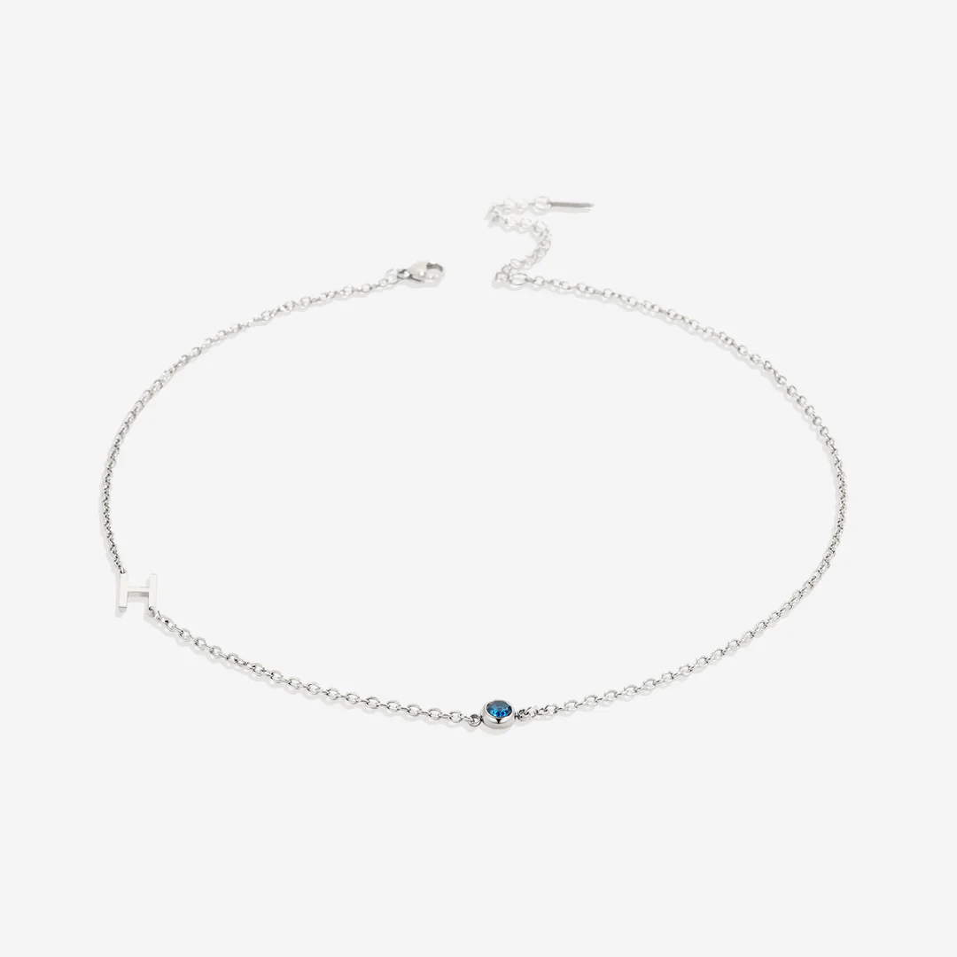 Initial Necklace with Birthstone Accent - Image 89