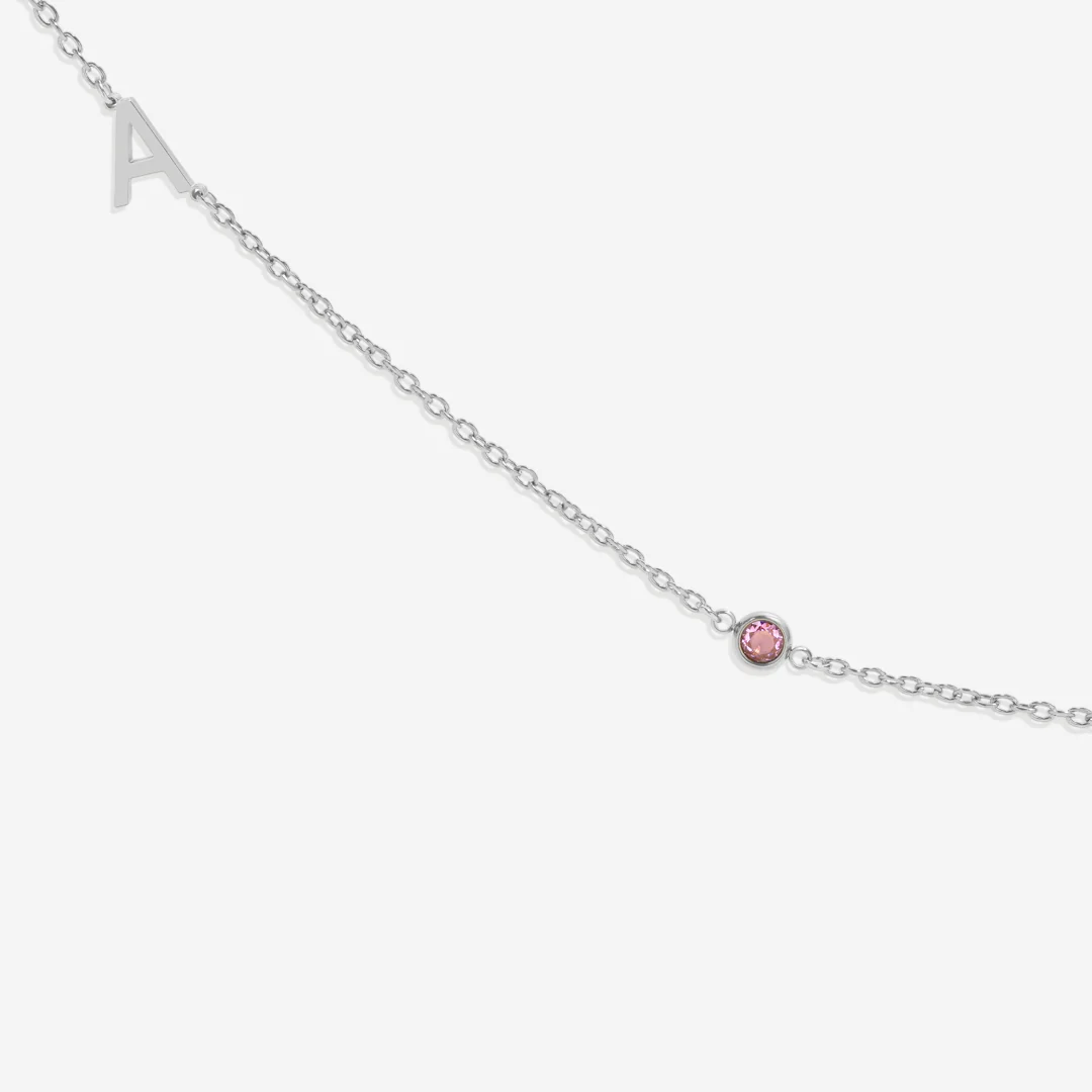 Initial Necklace with Birthstone Accent - Image 91