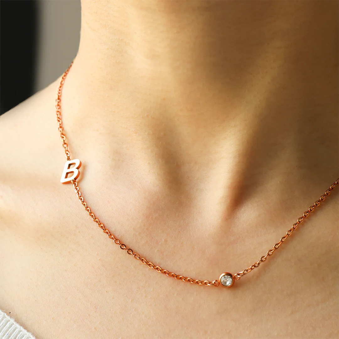 Initial Necklace with Diamond Accent - Image 10