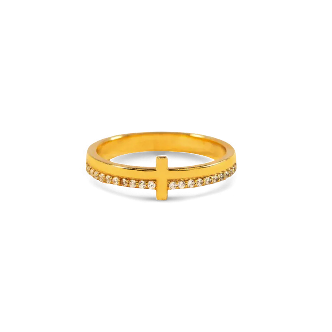 Let God Be In Control Golden Cross Ring - Image 4