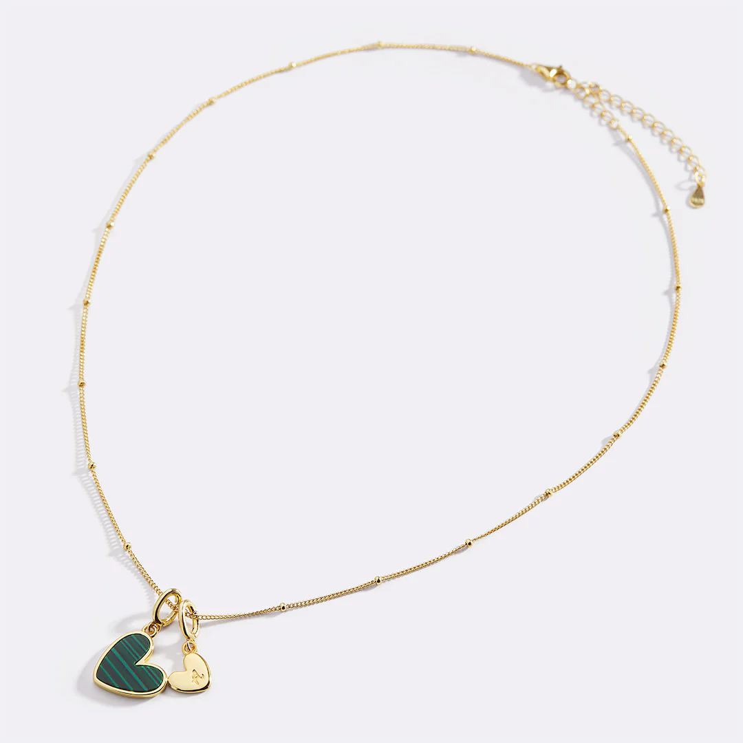 Malachite Heart Initial Necklace - Image 11