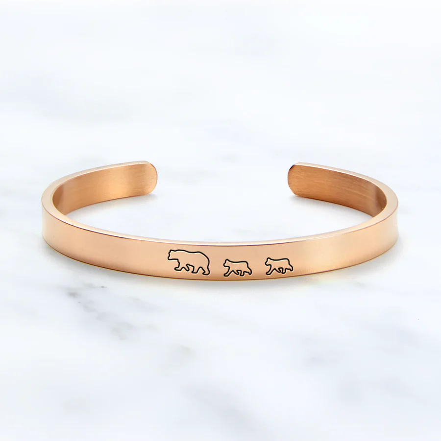 Mama Bear & Her Baby Bears Engraved Cuff Bracelet - Image 22