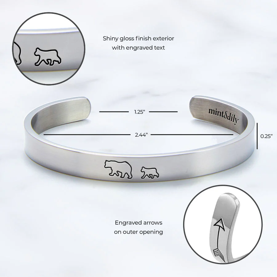 Mama Bear & Her Baby Bears Engraved Cuff Bracelet - Image 60